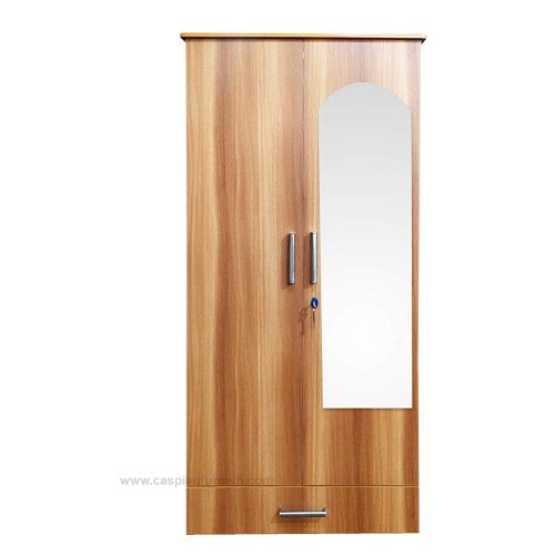 Streak Textured 2 Door Engineered Wood Wardrobe with Mirror