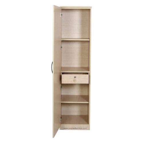 Rolex Light Finish Engineered Wood Single Door Wardrobe/Cupboard with 4 Compartments and 1 Drawer