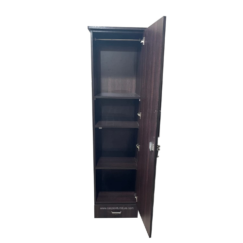 Brick Textured Engineered Wood Single Door Cupboard with 3 Shelves, 4 compartments