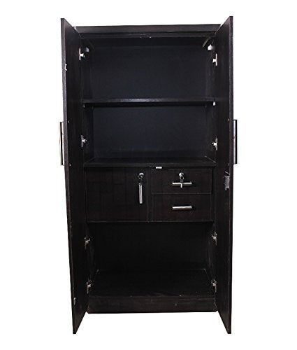 2 Door Brick Textured Wardrobe, Wood