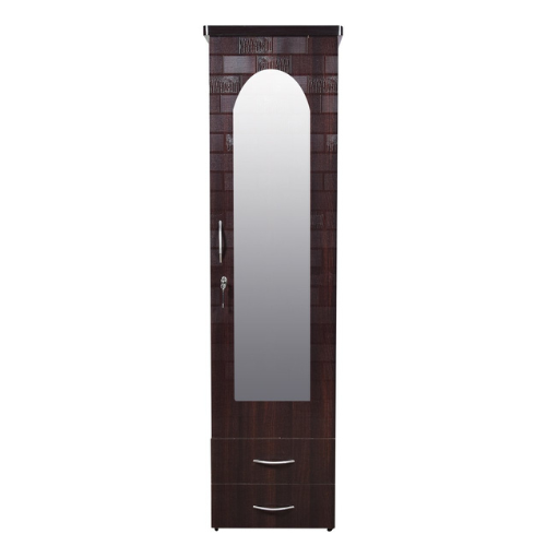Brick Textured Single Door Wardorbe with Mirror