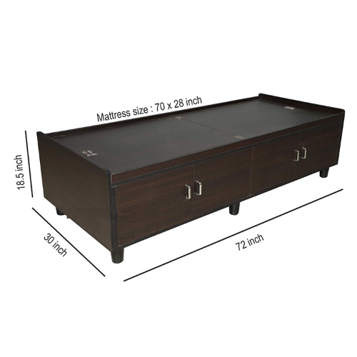 Wooden Single SDS Wood Finish Bed (Brown)