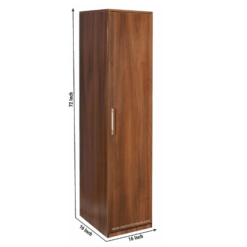 Light Brown Engineered Wood Single Door Wardrobe/Cupboard with 4 Shelves and 5 compartments