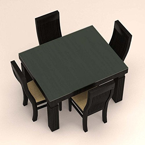 4 Seater Dinning Set with Vertical Stripe and Glass Table Top.