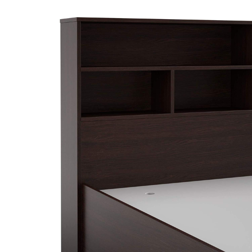 Engineered Wood Modern Style King Size Bed with Shelves & Storage