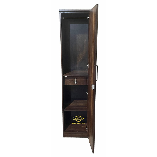 Engineered Wood Single Door Wardrobe in Junglewood Finish (Brown)