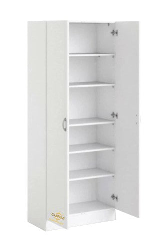 Super White Texture 2 Door Wardrobe/Cupboard with 6 Shelves | Wardrobe for Bedroom/Kitchen Organizer/Clothes Cabinet