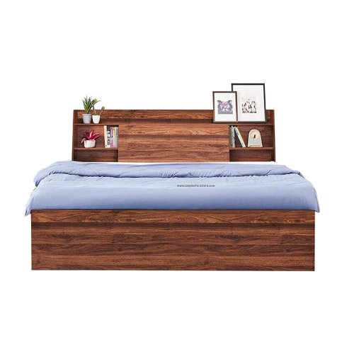 Engineered Classic Style King Size Bed with Shelves & Storage