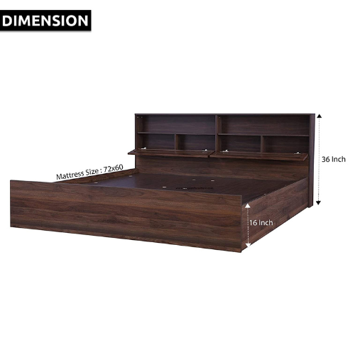 Engineered Wood Contemporary Style Queen Size Bed with Shelves & Storage