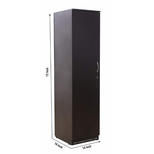 Coffee Brown Wood Single Door Wardrobe/Cupboard with Mirror,4