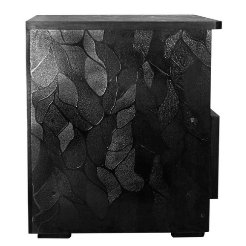 Leaf Textured Side Table With 1 Drawer