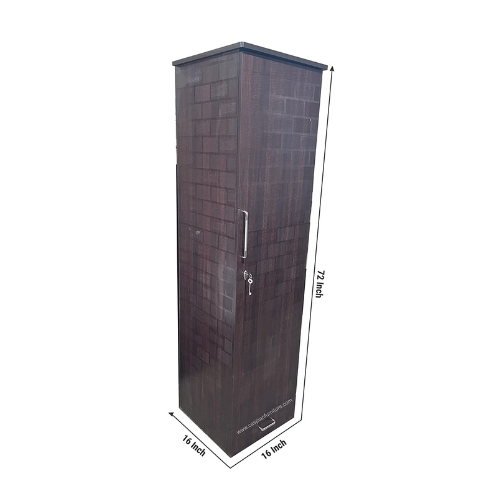 Brick Textured Engineered Wood Single Door Cupboard with 3 Shelves, 4 compartments