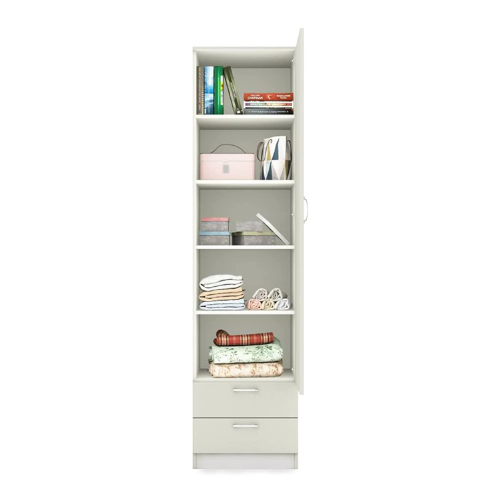 Super White Engineered Wood Single Door Wardrobe