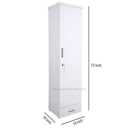 Single Door Wardrobe with 3 Shelves and 2 Drawers for Bedroom