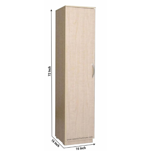 Rolex Light Finish Engineered Wood Single Door Wardrobe/Cupboard with 4 Compartments and 1 Drawer