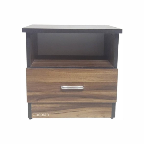 Engineered Wood Bedside Table with 1 Drawer and Open Shelf in Walnut Brown