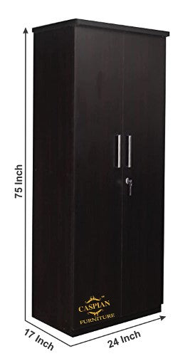 Black Wenge 2 Door Wardrobe with 2 Drawers and 4 Shelves | Wardrobe for Bedroom for Clothes and Storage