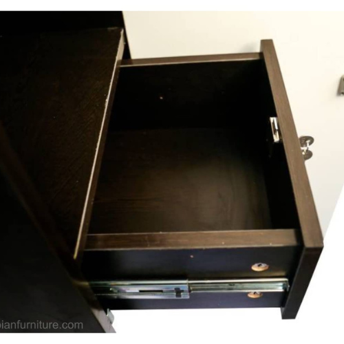 White and Coffee Colour Engineered Wood Single Door Wardrobe Cupboard with 4 Shelves and 1 Drawer