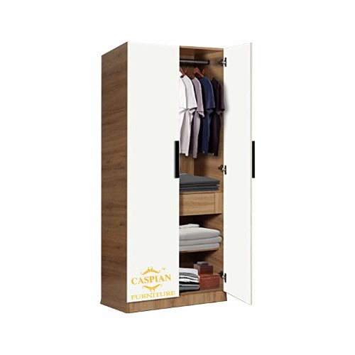 Engineered Wood 2 Door Wardrobe with Drawer, Shelves and Hanging Space for Clothes || Wooden Cupboard/Cabinet