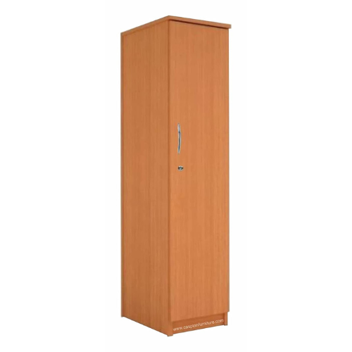 Light Brown Engineered Wood Single Door Wardrobe/Cupboard with 5 Shelves and 6 compartments