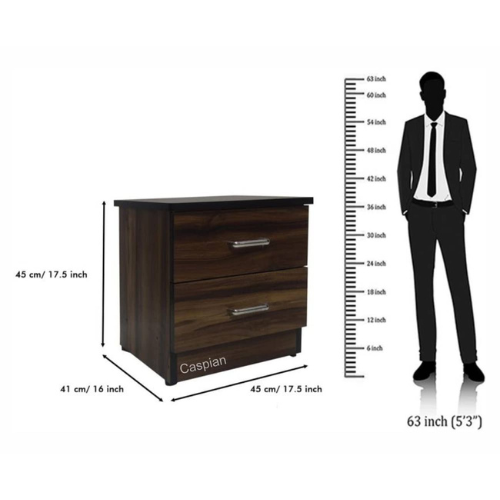 Engineered Wood Bedside Table with 2 Drawers in Coffee Brown Bedroom Furniture
