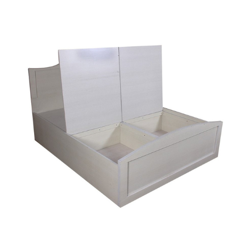 Engineered Wood Block Style Dual Colour Queen Size Bed with Storage