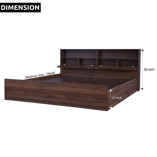 Engineered Wood Contemporary Style Queen Size Bed with Shelves & Storage