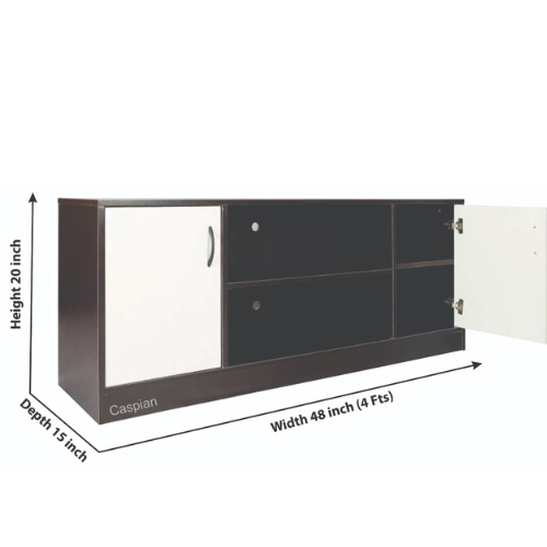 Engineered Wood TV Unit (48 inches) | LCD Base with Cupboard and Open Shelves for SetTop Box