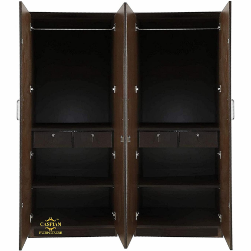 Engineered Wood 4 Door Wardrobe with Shelves and Hanging Space for Clothes || Wooden Storage Cupboard