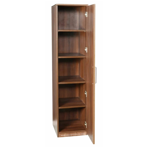 Light Brown Engineered Wood Single Door Wardrobe/Cupboard with 4 Shelves and 5 compartments