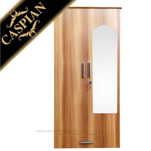 Streak Textured 2 Door Engineered Wood Wardrobe with Mirror