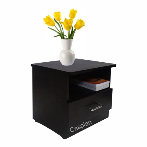 Engineered Wood Bedside Table with 1 Drawer and Open Shelf in Coffee Brown