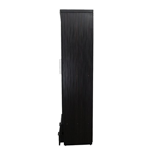 Engineered Wood Textured Single Door Wardrobe ( Black , 1 Door)
