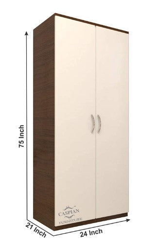 Black Wenge 2 Door Wardrobe with 4 Shelves, Mirror and Hanging Space for Clothes | Wardrobe for Bedroom