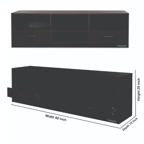 Engineered Wood TV UNIT (60 inches) | LCD Base with Drawer and Open Shelves for SetTop Box