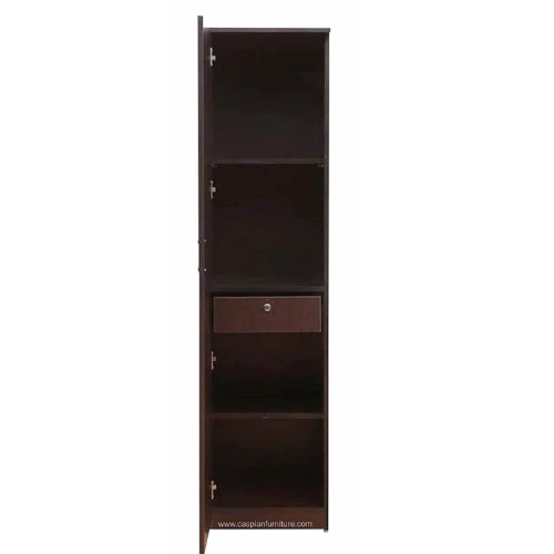 Coffee Brown Wood Single Door Wardrobe/Cupboard with Mirror,4