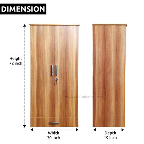 Streak Textured 2 Door Engineered Wood Wardrobe with Mirror