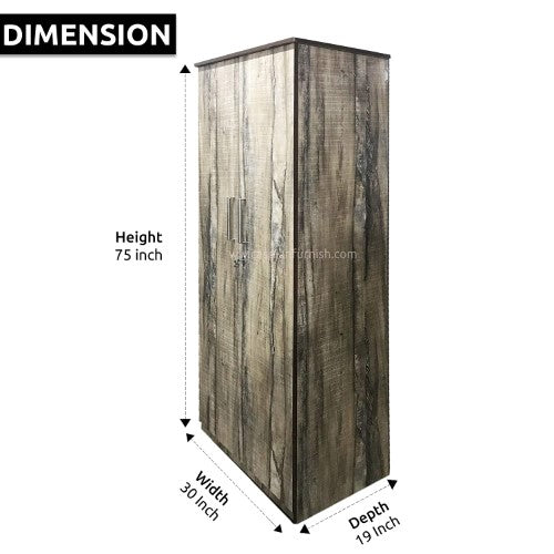 Portable Furniture Wooden Mahogany Colour 2 Door Wardrobe with Mirror, Locker 3 Drawers, 4 Shelves