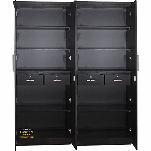 4 Door Wardrobe in Brick Texture for Bedroom | Engineered Wood Cupboard for Clothes and Accessories