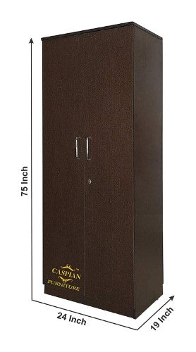 Junglewood Texture 2 Door Wardrobe/Cupboard in Brown with 2 Drawers, 3 Shelves and Hanging Space for Clothes