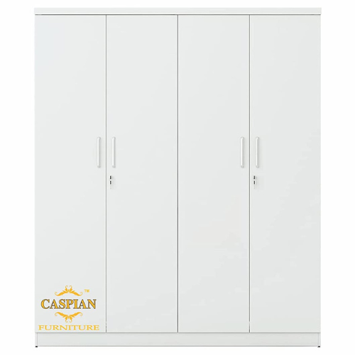 Super White Engineered Wood Drawers and Lock, 3 Shelves and Hanging Space 4 Door Wardrobe Without Mirror
