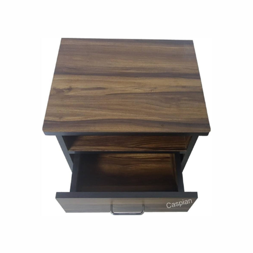 Engineered Wood Bedside Table with 1 Drawer and Open Shelf in Walnut Brown