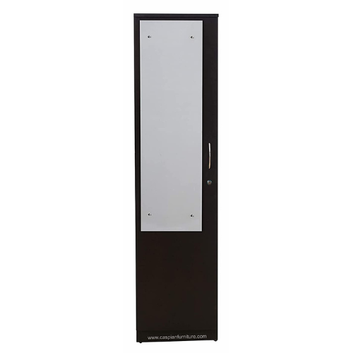 Coffee Brown Wood Single Door Wardrobe/Cupboard with Mirror,4