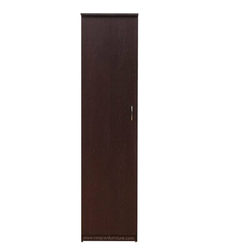 Coffee Brown Engineered Wood Single Door Wardrobe/Cupboard 4 Compartments, Drawer and Hanging Space for Clothes