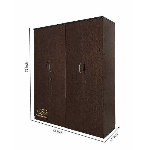 Engineered Wood 4 Door Wardrobe with Shelves and Hanging Space for Clothes || Wooden Storage Cupboard
