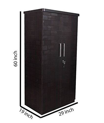 2 Door Brick Textured Wardrobe, Wood