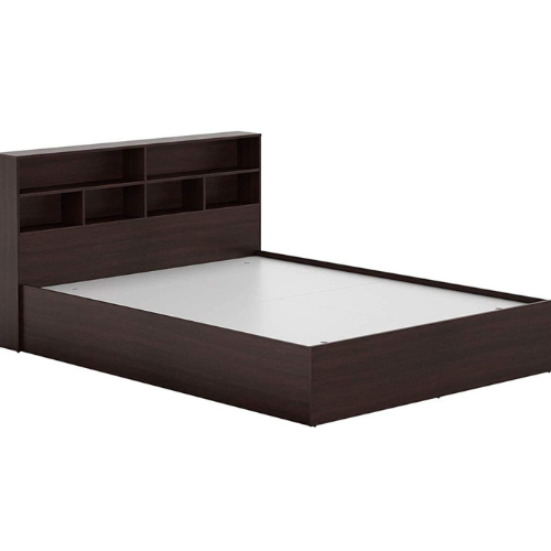 Engineered Wood Modern Style Queen Size Bed with Shelves
