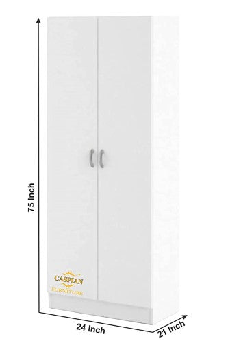 Super White Texture 2 Door Wardrobe/Cupboard with 6 Shelves | Wardrobe for Bedroom/Kitchen Organizer/Clothes Cabinet