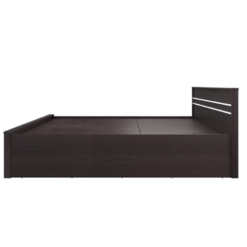 Engineered Wood Striped Queen Size Bed with Storage/Mattress Size 72 x 60 Inches (Walnut Finish)