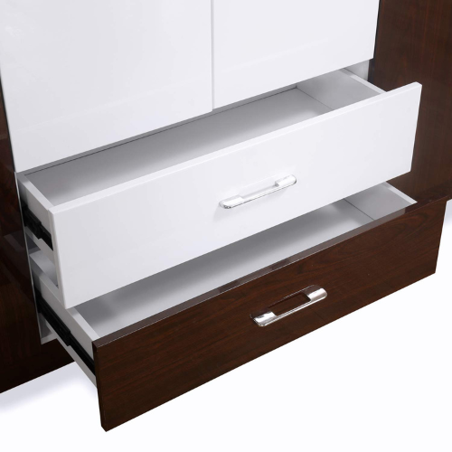4 Door White and Brown Wardrobe for Bedroom with Drawers, Shelves and Hanging Space | 4 Door Wardrobe for Clothes Wooden Furniture